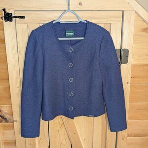 Geiger Boiled Wool Purple Cardigan Sweater Jacket Button Womens Size 38 Med / Lg